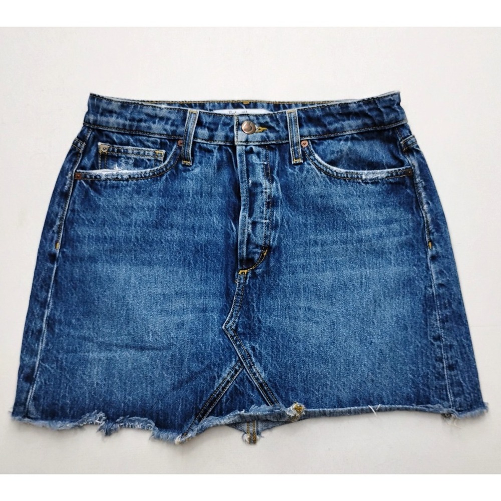 Taylor Hill by Joe's Jeans Women Blue Denim‎ Mini Mid Rise Skirt 28 Button Fly